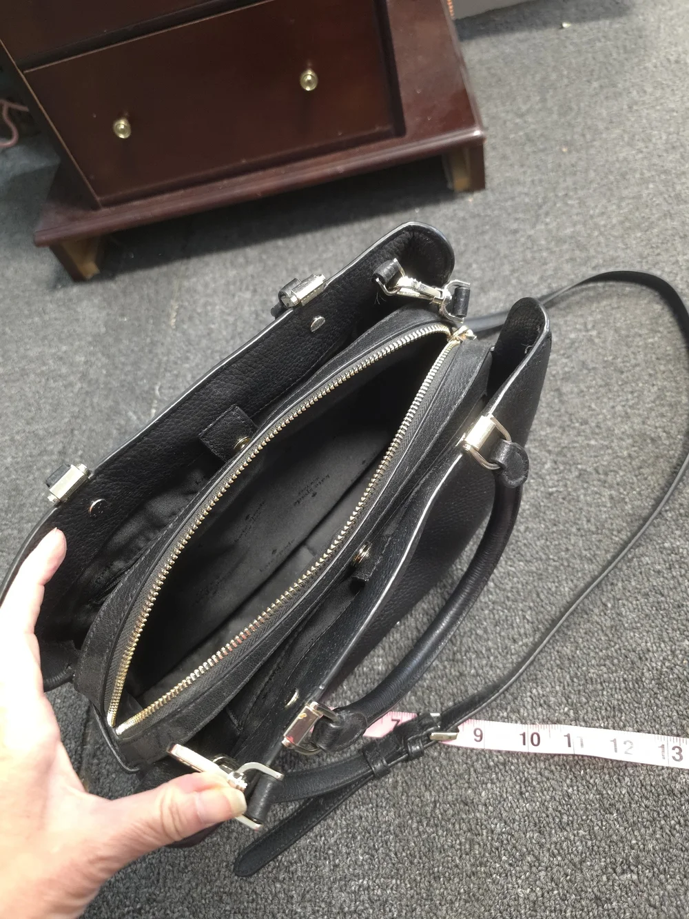 kate spade Black Pebbled Leather Satchel with Crossbody Strap